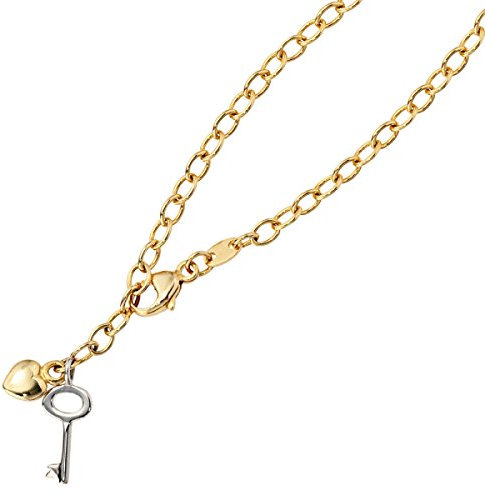 JOBO Fußkettchen Fußkette 585 Gold Gelbgold Weißgold kombiniert 26 cm