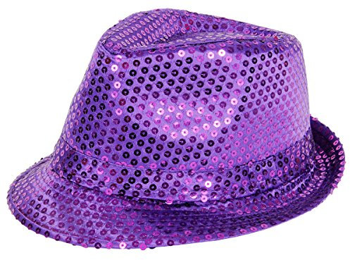 Alsino Clubstyle Partyhut Trilby Hut Blink Fedora Bogart Glitzerhut Glitter, Farbe wählen:TH-60 lila