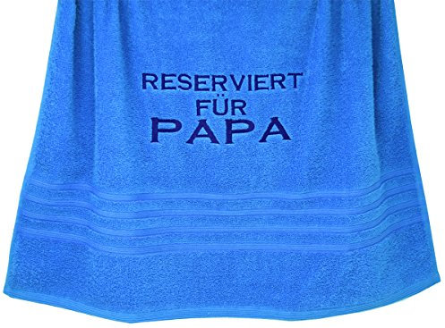 Lashuma Duschhandtuch 70x140, Geschenk Blau - Capri mit Stick Reserviert für Papa, Serie: London