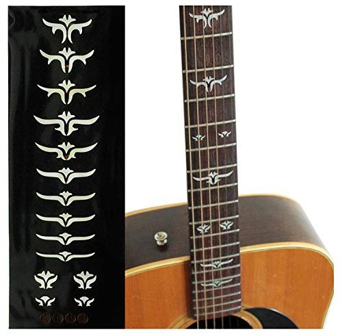 InlaystickersSticker Griffbrett Position Marker für Gitarren & Bass – Tailored Leaves - Weiß Perle, F-100TL-WT
