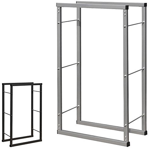 V2Aox Kaminholzständer Metall, Kaminholzregal innen, Holzständer Regal für Aufbewahrung von Kaminholz, Brennholz und Feuerholz, Farbe:Silber, Größe:80 x 100 cm