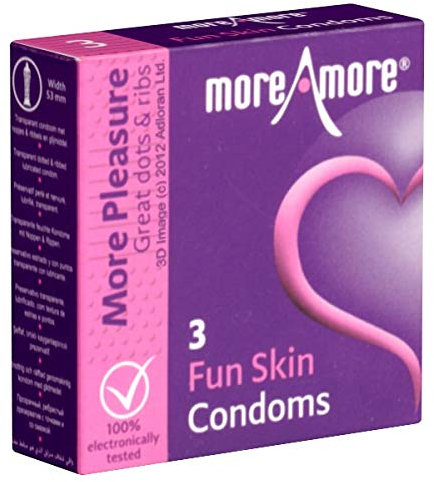 More Amore/Power your Love: Fun Skin 3 Kondome mit Rippen und Noppen für mehr Spaß