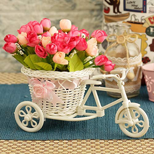 TIED RIBBONS Cycle Shape Vase with Artificial Flowers for Christmas Decorations Faux Peony Flower Arrangement for Home Decoration Vases for Office Table Centerpieces Flower Vase