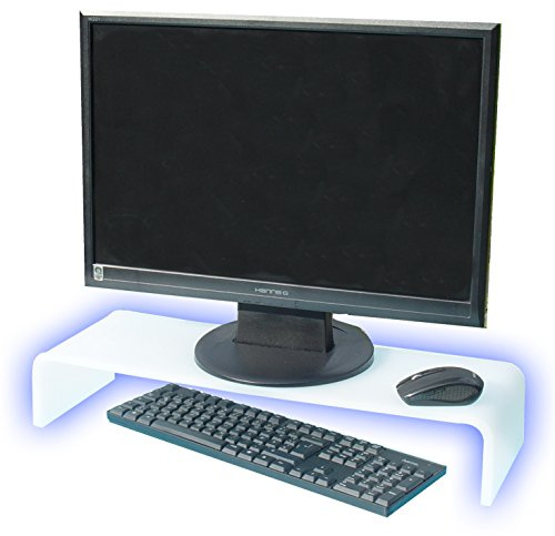 Holzhäuser Prodest/Monitor Ständer Erhöhung/Bildschirm Standfuß/TV Bank Aufsatz aus Acrylglas - Weiss - durchscheinend (60 x 20 x 10cm)