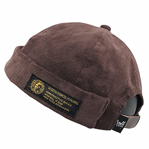 Herrenmütze, Dockermütze, Beanie, Matrosenmütze, Arbeitermütze, Rollmanschette, Retro, randlos, verstellbar, 7019-Kaffee, Einheitsgröße
