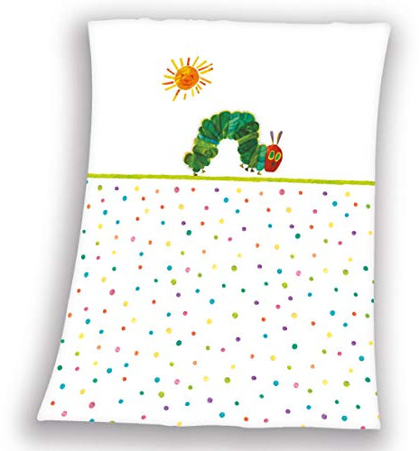 Herding Babydecke, Raupe Nimmersatt, 75 x 100cm, Weicher Polyester, Weiß