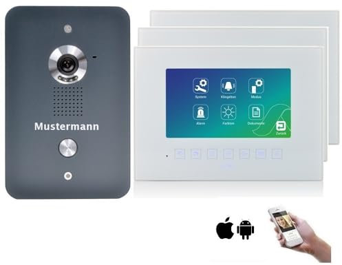 MATHFEL Video Türsprechanlage mit 4 Draht Technologie, 3X 7'' Monitor und WLAN Schnittstelle - Türklingel mit Kamera, Sprechanlage mit Türöffner, Klingel Haustür mit Kamera