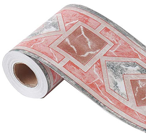 Wandpapier-Bordüre, selbstklebende Wandverkleidung, PVC-Bodenränder, für Küche, Badezimmer, Schlafzimmer, Wanddekoration, Papier, 10 cm x 10 m, Rot