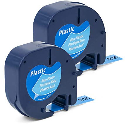 Label Orison 91225 91335 Kompatibel mit Letratag Label Tape für Dymo Letratag Label Maker Nachfüllungen Dymo Letratag LT-100H LT-100T 200B QX50, schwarz auf blau, 2-Pack