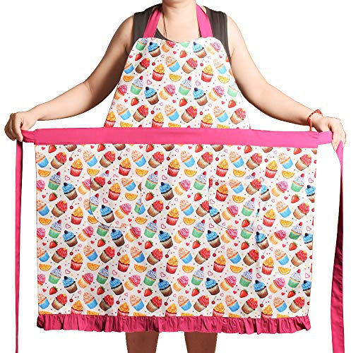 Love Potato Schürzen für Damen und Mädchen, Übergröße, verstellbare Küchenschürze mit 2 Taschen und extra langen Bändern, 86,4 x 91,4 cm (rosa Cupcake)