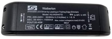 Transformateur LED Driver HBL Waiberlon HLVA0040TD 35-40 V - Puissance : 35-40 W - Intensité variable