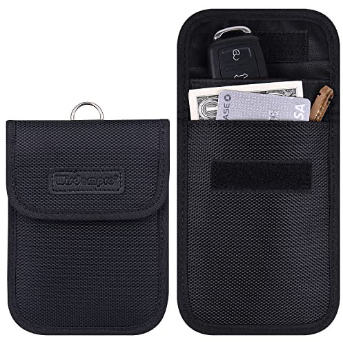 Wisdompro 2 Stück Keyless Go Schutz Autoschlüssel Schutz Keyless, Faraday Bag 10 x 13.5 cm, Autoschlüssel Hülle für RFID-Signale im Bereich von 10 MHz – 3 GHz zu Blockieren (Schwarz)