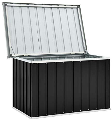 Festnight Gartenbox Wasserdicht Metall Auflagenbox Garten-Aufbewahrungsbox Große Kissen Werkzeugkasten Gartenbox Balkonschrank Gartentruhe Kissenbox Anthrazit 109 x 67 x 65 cm