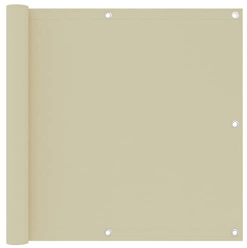 vidaXL Balkon Sichtschutz Bespannung Terrasse Windschutz Sonnenschutz Balkonbespannung Balkonverkleidung Creme 90x500cm Oxford-Gewebe