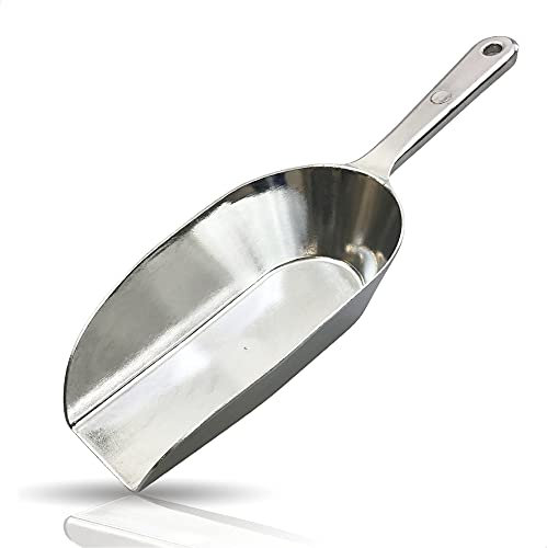 Kerafactum Práctica pala grande para harina y pienso | saco de pienso de harina y azúcar, de metal y aluminio fundido | inoxidable 14,5 cm acabado brillante 20 ml