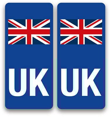 stika.co UK Motorcycle Number Plate Stickers – Reflective Self-Adhesive Vinyl with Union Jack Flag – Post-Brexit Legal Travel Badge for Riding in Europe (UK Motorcycle reflective stickers)