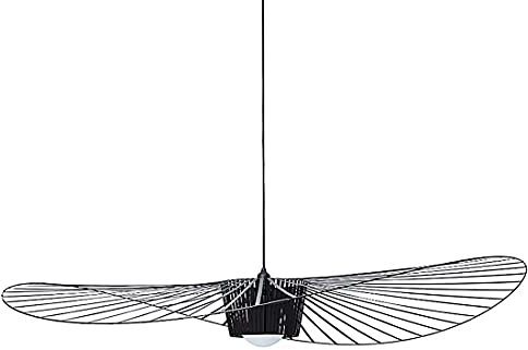 GLZXMQBP Vertigo Lampe 100cm Schwarz Retro Pendelleuchten, Modern LED Kronleuchter Wohnzimmer Vintage Hut Kreative für (einstellbare Lichthöhe) in Fiberglas + Polyurethan