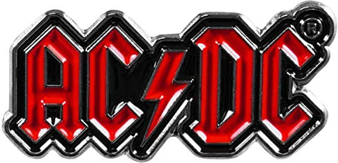 AC/DC Emaille-Anstecknadel (Logo-Design), 1,5 cm x 3 cm, offizielles Lizenzprodukt, Einheitsgröße, Emaille, Metall, Silber, Kein Edelstein