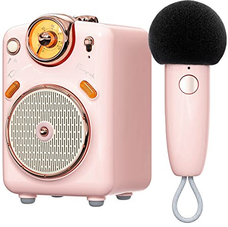 Divoom Fairy-OK Microfono Karaoke Portatile per Adulti/Bambini, Altoparlante Bluetooth con Microfono Palmare KTV, Dispositivo Karaoke per Feste a Casa Microfoni Dinamici per iOS/Android (Pink)