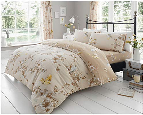 GC GAVENO CAVAILIA Floral Cheap Double Duvet Sets, Botanical Vintage Bedding, Reversible Rose Flower Botanic Quilt Cover, Natural