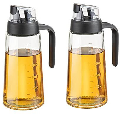 Giorno di casa Ölflasche Glasflaschen 630ml, Essig und ölspender Glasflasche mit großer Kapazität Großer Oliven ölspender mit klarer skala(2 Pack)