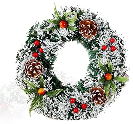 Corona de Navidad 30cm, Guirnalda de Navidad en la Puerta Principal, Corona de Navidad Artificial Realista para una Bienvenida Festiva