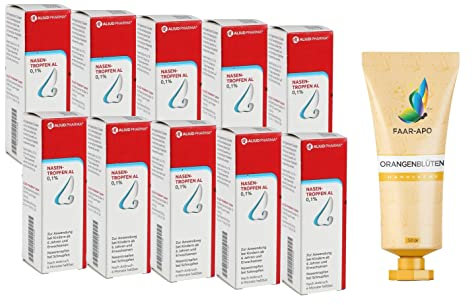 NASENTROPFEN 0,1% AL Sparpack 10 X10 ml inkl. einer hochwertigen Handcreme Marke Faar-Apo