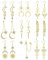 Morfetto 9 Paar Mondsterne Lange Baumeln Ohrringe für Frauen - Sonne Schmetterling CZ Übertriebene Mondgold Lange Kette Glänzende Quaste Boho Vintage Gold