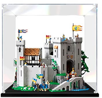 Acryl Vitrine Box Für Lego 10305 Die Burg des Löwenritters Konstruktionsspielzeug, Acryl Vitrine, Durchsichtige Display Box Mit Schwarzem Sockel Staubdichte Aufbewahrungsvitrine 50X40x45cm 2mm