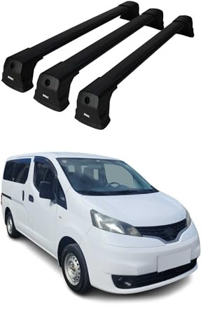 OMAC Dachträger für Nissan NV200 2009-2020 Aluminium 3 Stangen Schwarz | Abschließbar, Querträger, Grundträger