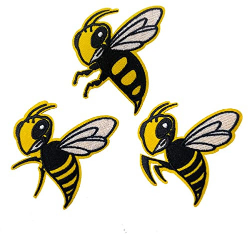 U-Sky bestickte Aufnäher zum Aufnähen oder Aufbügeln, Cartoon-Hornissenbienen mit Flügeln und Antennen, lebendige Insektenmotiv-Textur, Familieneltern, Kinder, Geschenk, DIY-Fans, Jeansjacken, 3