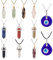 PandaHall Bullet Shape Gemstone Pendants Wire Wrapped Pointed Crystal Quartz Stone Pendant Lampwork Evil Eye Charms for Necklace Jewelry Making