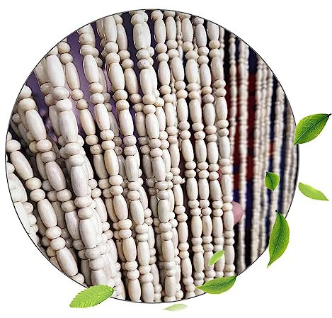 KGUDYS Holzperlenvorhang-Natur Holzperlen Vorhänge-Türvorhang, Handgefertigte Hängende Perlenvorhänge, Heimdekoration/Teiler Perlenvorhang, Fadenvorhang, Für Tür, Anpassbar,45strands-90x180cm