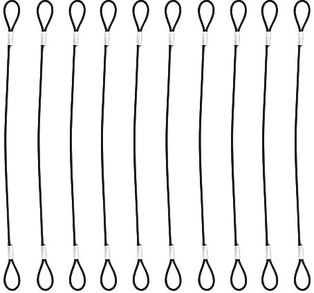 10 Stück Edelstahl-Drahtseil mit Schlaufen, 30,5 cm, vinylbeschichtetes Drahtseil, langes Seil, Schlüsselband, Sicherheitsketten für Outdoor, Reisen, Zuhause, 2 mm dick