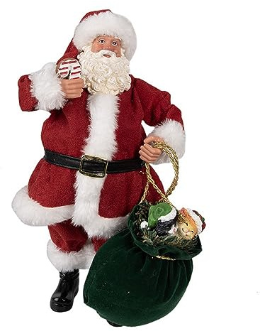 Clayre & Eef Figur Weihnachtsmann 28 cm Rot Textil auf Kunststoff Weihnachtsfigur