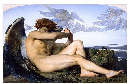 JZSDGB Fallen Angel, 1847 von Alexandre Cabanel Giclée-Leinwanddruck Berühmte Bild auf Leinwand Wandkunst Leinwandbilder für die Wanddekoration 40x65cm(16x26in) Rahmenlos