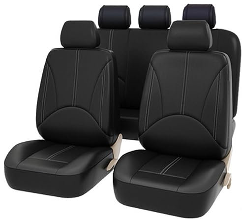 TAKENE 9 Stück Autositzbezug für Audi A3 Sportback 8L 1996–2000 2001 2002 2003, Ganzjahres Atmungsaktiv rutschfest Wasserdicht Leder Sitzschutz Protektoren,All Black