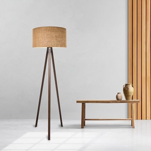 lux.pro Stehlampe Newport 1-flammig Tripod Lampe für Wohnzimmer 140 cm hoch Stehleuchte Standleuchte für innen mit Stoffschirm Braun