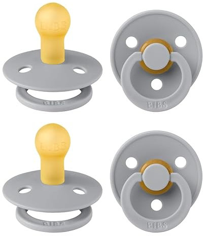 BIBS Colour Schnuller 4er-Pack, BPA-frei, Kirschform Nippel. Naturkautschuk/Latex, Hergestellt in Dänemark, Größe 1 (0-6 Monate), Cloud