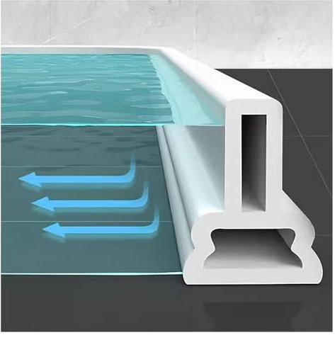 Barrera de piso for cuarto húmedo, tira de sellado de ducha flexible, perfecta for pisos de baño y cocina, platos de ducha, lavabos, bañeras, encimeras (Color : White, Tamaño : 55.12inch)