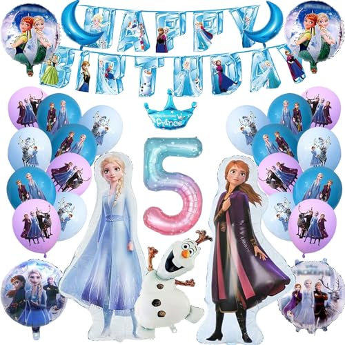 Frozen Party Luftballons, 30 Stück Frozen Geburtstag Ballons, Frozen Thema Party Ballons, Elsa Prinzessin Folienballon, Frozen Ballon Geburtstagsdeko, für Geburtstag 5 Jahre Mädchen