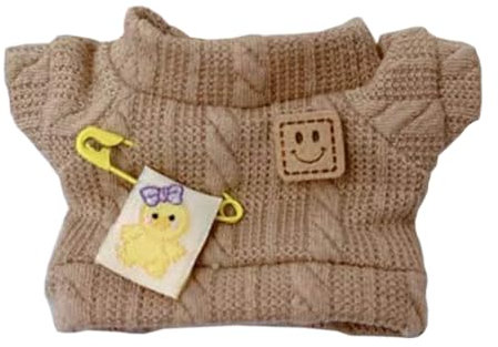 niannyyhouse 10cm Plüsch Puppe Kleidung Cartoon Muster Strickpullover Puppen Zubehör Dress Up (braun)