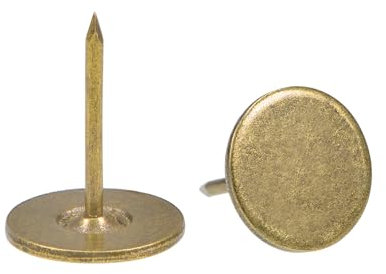 QUARKZMAN 30Pcs Clous de Tapissier, Tête Plate de 16mmx20mm, Clous Décoratifs pour Meubles, Clous à Pouce pour Canapés, Têtes de Lit, Couleur Bronze
