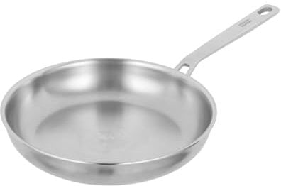 Kuhn Rikon Culinary Fiveply Oven Proof Uncoated Stainless Steel & Aluminium Frying Pan with Welded Stay-Cool Handle, 28cm. Induction Safe Pan. Dishwasher Safe Cookware Guarantee