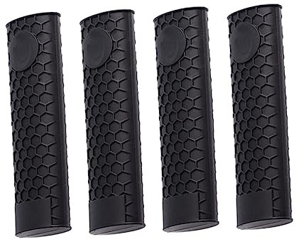 UTHCLO 4pcs Silicone Pot Handle Holder Non-slip Heat Resistant Cover for Skillet and Frying Pan Stylish Insulation Sleeve for Kitchen Cooking Black