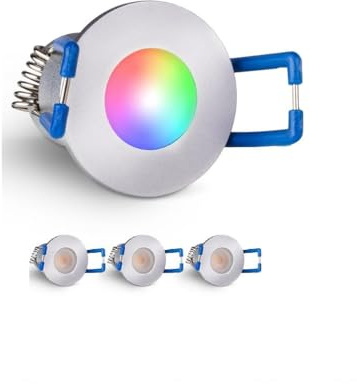 3W LED Mini Einbaustrahler, RGBW farbwechsel, Dimmbar über Funk + Wi-Fi, Aluminium, IP65 Wassergeschützt, Innen- und Außenbeleuchtung (Silber, 4x Minispot)