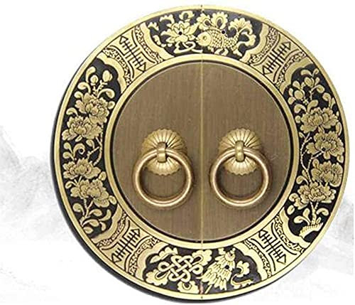RWRAPS Chinesischer Möbelgriff, Kupferklopfer, Vintage-Schrank, runder Türgriff, Möbelgriffe, antike Griffe (Bronzetyp-Nadel 18 cm) (Bronzeschrauben 16 cm)