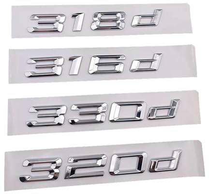NIBOTT 3D Chrom Auto Buchstaben Passend for BMW 320d 316d 318d 325d 330d 335d Logo E46 F31 E90 F30 G20 E91 Schriftzug Emblem Aufkleber Zubehör (Size : 2008-2017, Color : 320d)