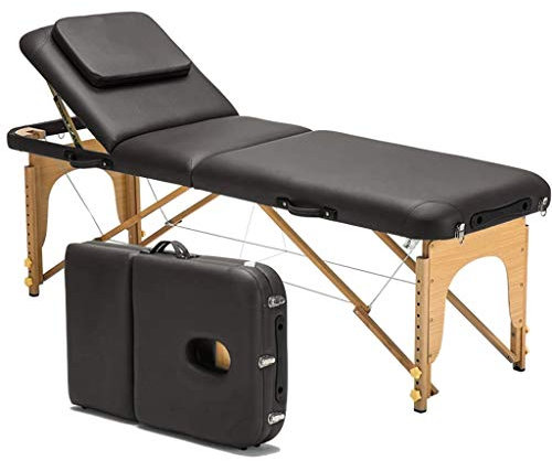 CAFIEDR Salon- und Spa-Tische, 3-teilige Beauty-Couch mit Kopfstütze, leicht, faltbar, tragbar, Massagebett, großer Salon-Spa-Massagetisch (schwarz, 186 x 70 cm)
