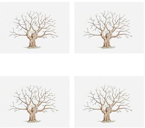 Lot de 4 empreintes digitales Image Mariage - Toile personnalisée pour empreintes digitales - Graduation d'empreintes digitales - Arbre d'empreintes digitales livre d'or sur toile | Pour anniversaire